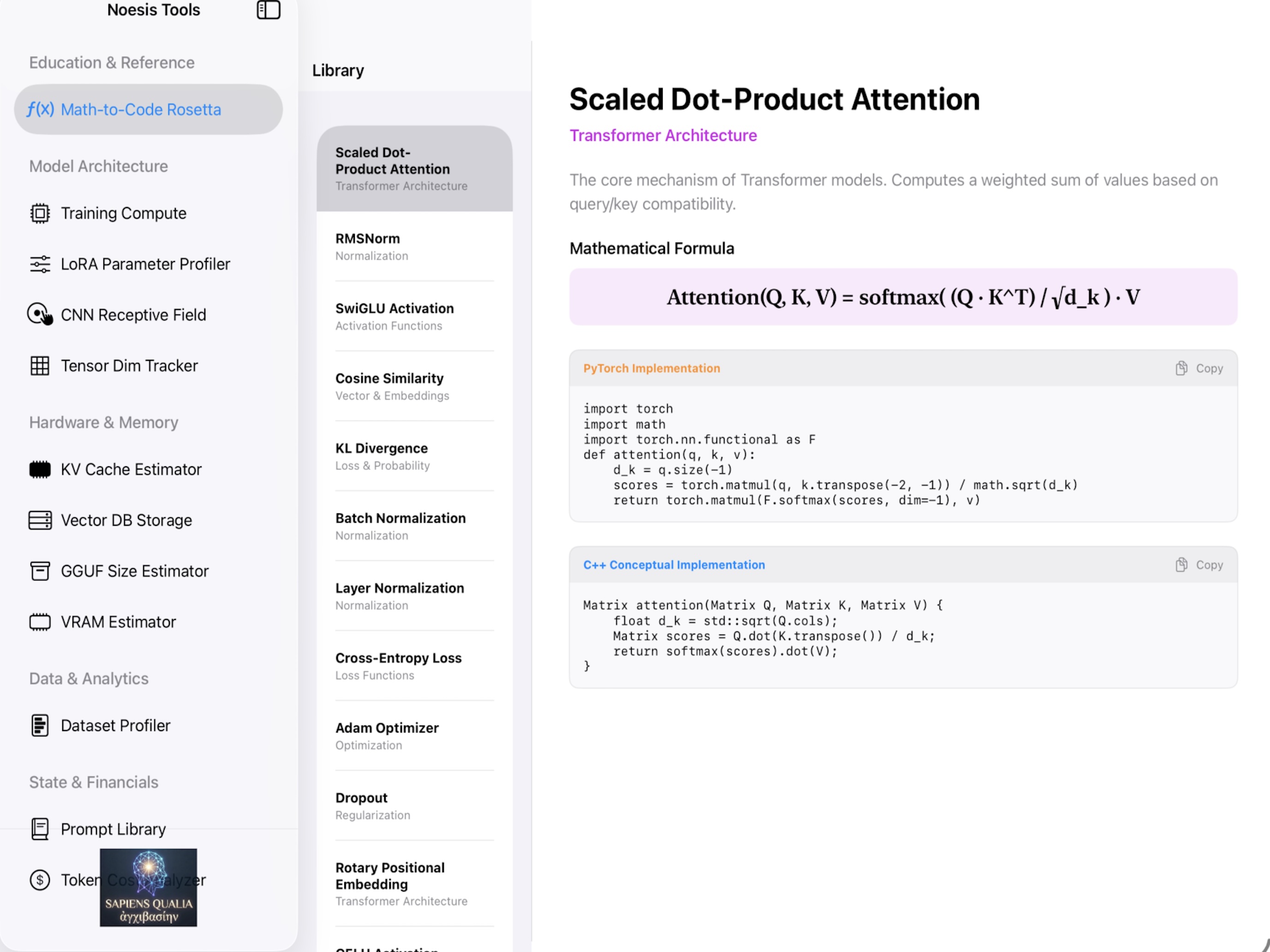 Noesis A.I. Application Interface